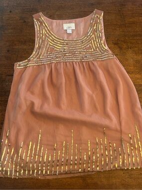 LOFT Blush Pink Sequin Tank Top